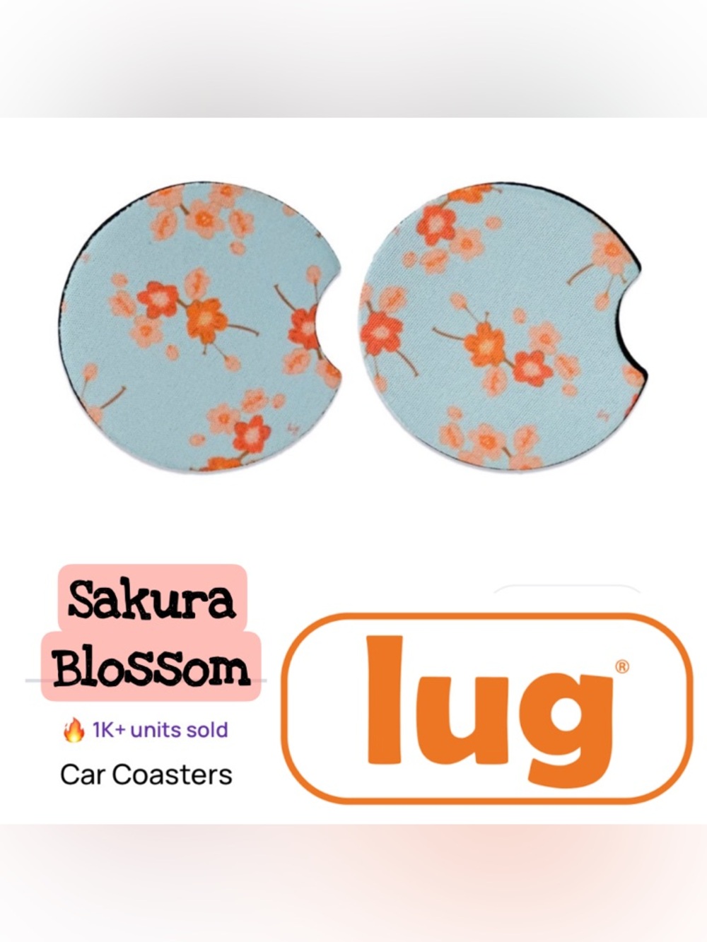 Lug Car Coasters NWT Sakura Blossom